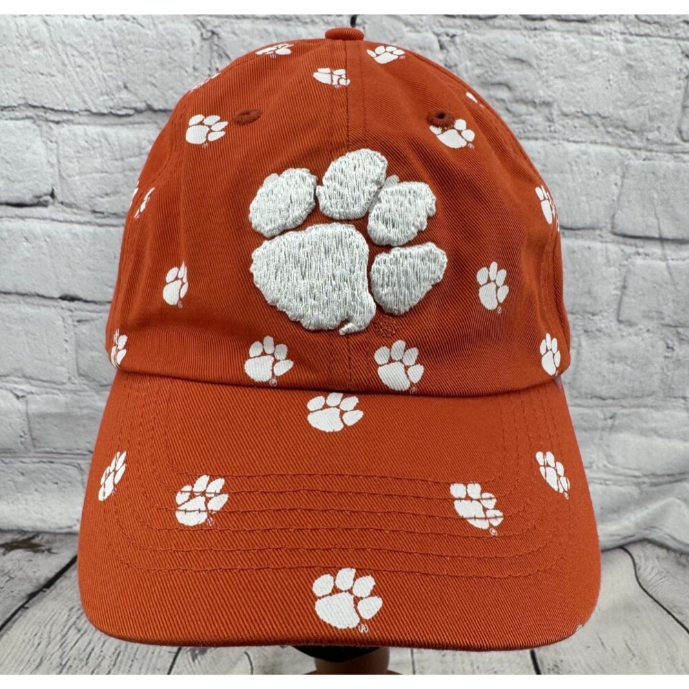 Clemson University Tiger Paw Baseball Cap Orange Adjustable Strapback Hat